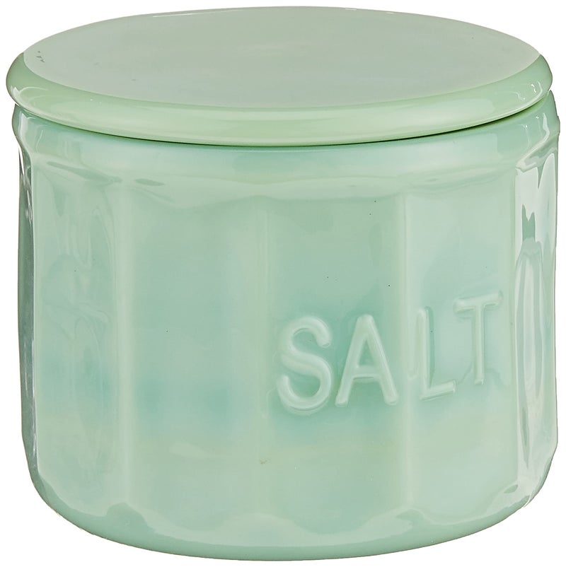 Tablecraft Salt Cellar with Lid, 3.75" x 3.75" x 3.125", Green - Image 1